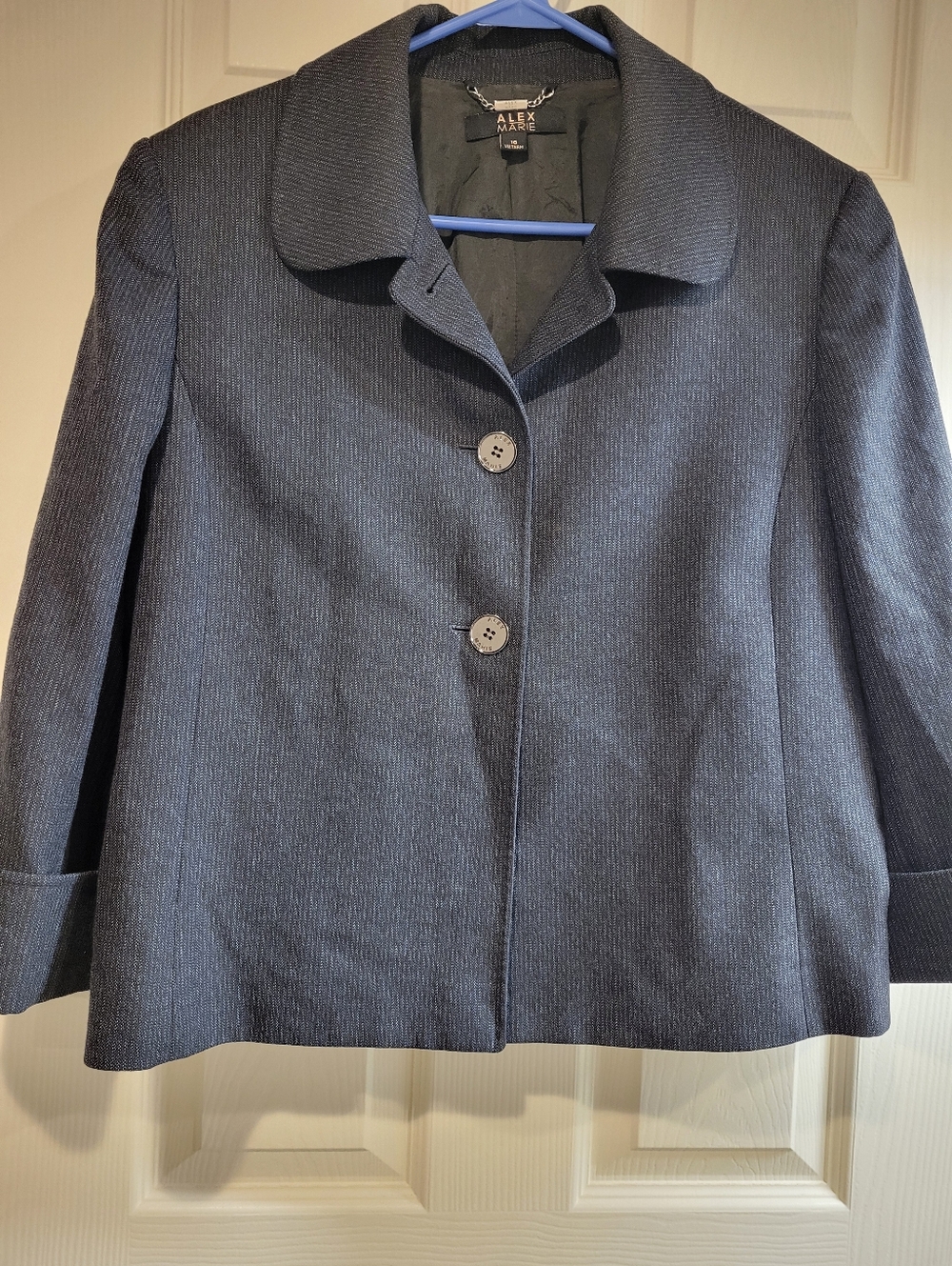 Alex Marie Size 16 Midnight Navy Micro-Pinstripe Blazer – Metal Buttons